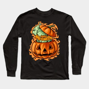 happy halloween jack o lantern illustration Long Sleeve T-Shirt